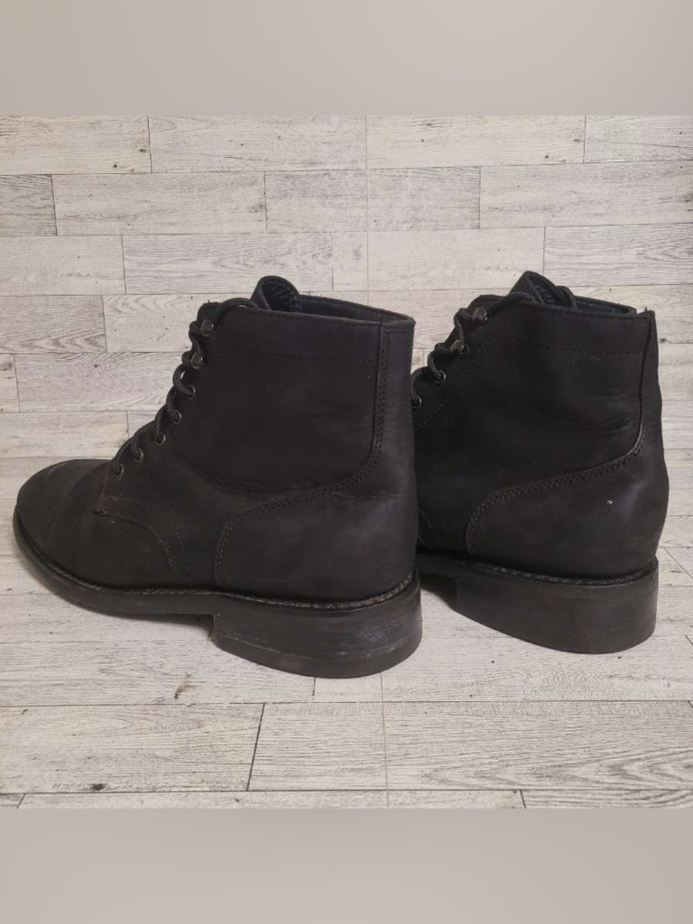 Men's Thursday Captain Black Matte Leather Cap Toe Biker Combat Boots Size 12 - Picture 4 of 10